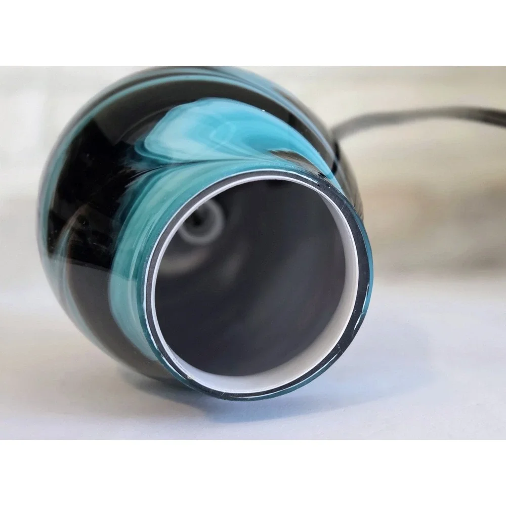 Intertek‎ Electric Accent Lamp Swirl Glass Aqua Teal Turquoise Brown Swirl 6